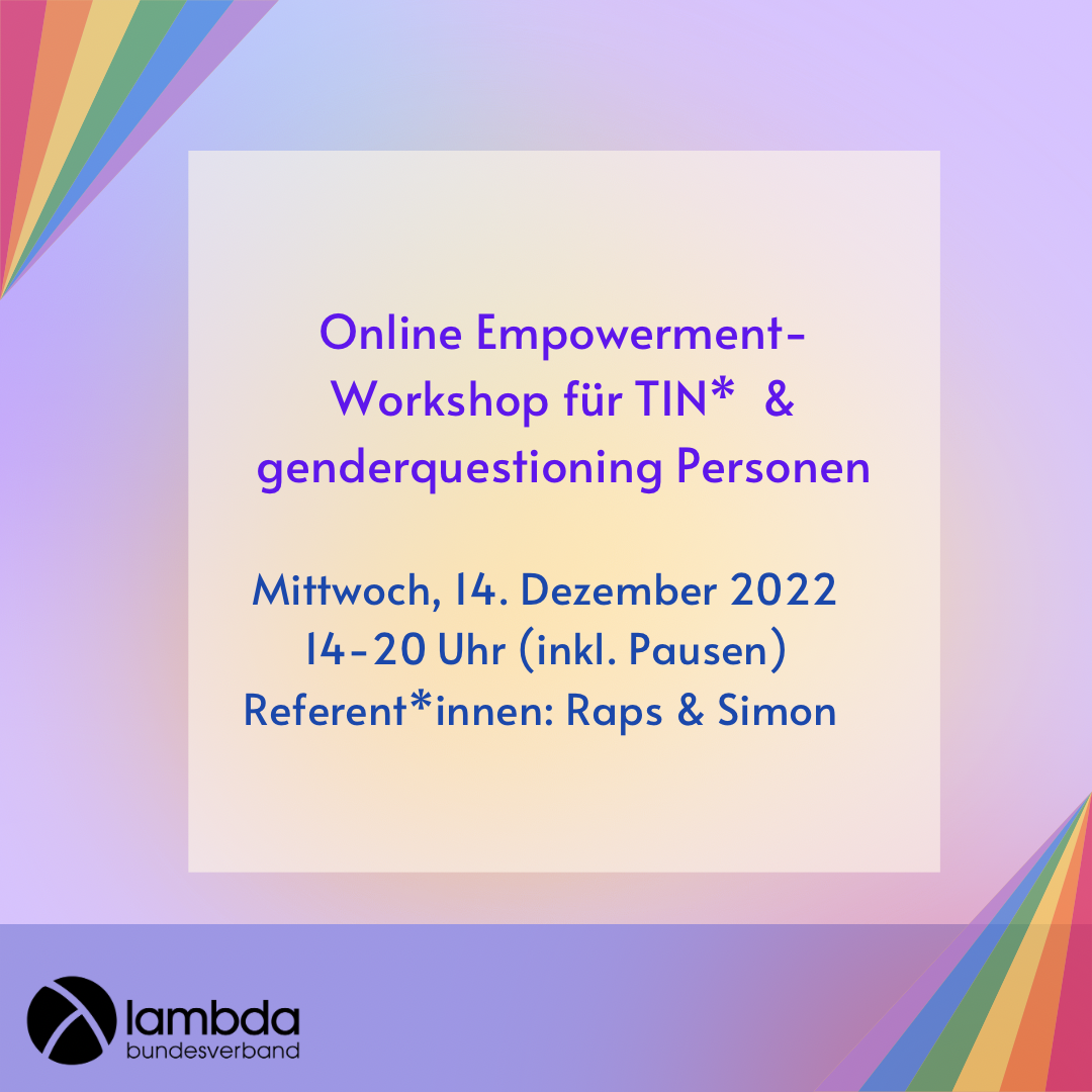 Online Empowerment-Workshop für TIN*  & genderquestioning Personen