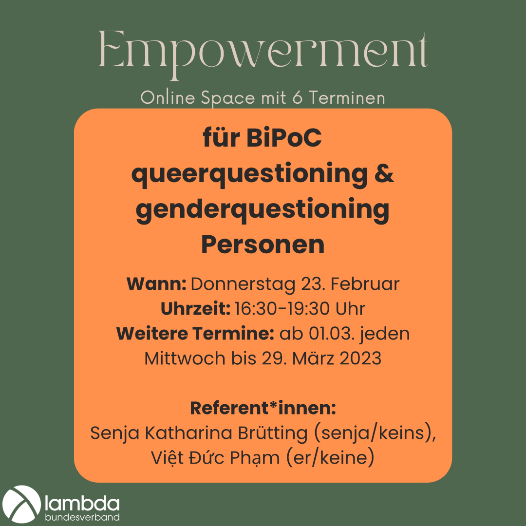 Online Empowerment Space für BiPoC queerquestioning & genderquestioning Personen