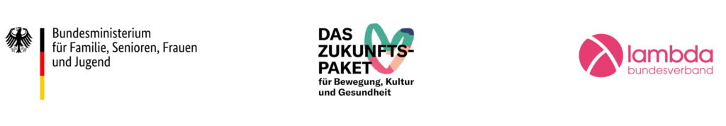 Logoleiste, BMFSFJ, Zukunftspaket und Lambda Bundesvorstand